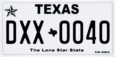 TX license plate DXX0040