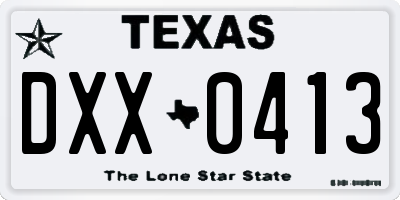 TX license plate DXX0413