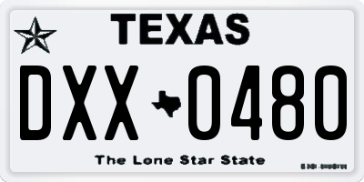 TX license plate DXX0480