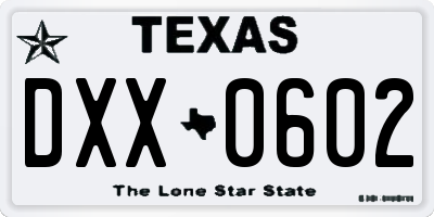 TX license plate DXX0602