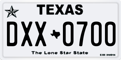 TX license plate DXX0700