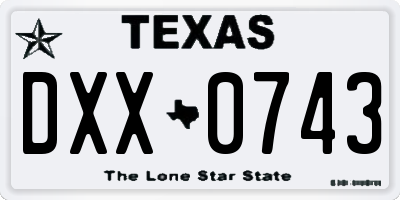 TX license plate DXX0743