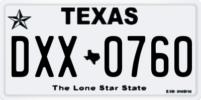 TX license plate DXX0760
