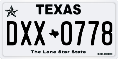 TX license plate DXX0778