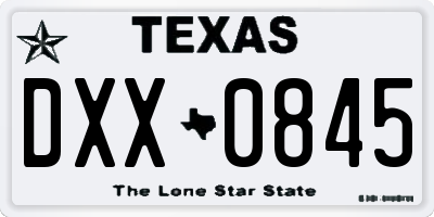 TX license plate DXX0845