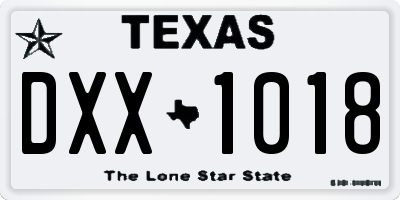 TX license plate DXX1018