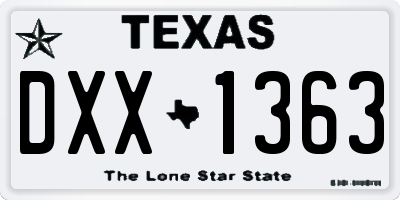 TX license plate DXX1363