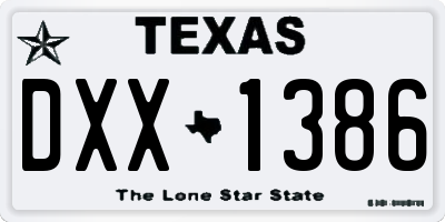 TX license plate DXX1386