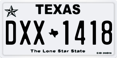 TX license plate DXX1418