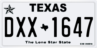 TX license plate DXX1647