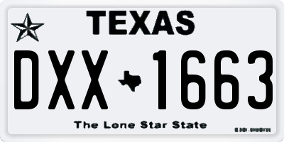 TX license plate DXX1663