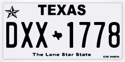 TX license plate DXX1778