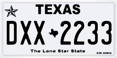 TX license plate DXX2233