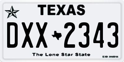 TX license plate DXX2343