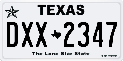 TX license plate DXX2347