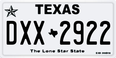 TX license plate DXX2922
