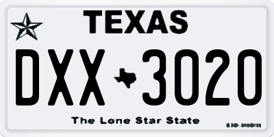 TX license plate DXX3020