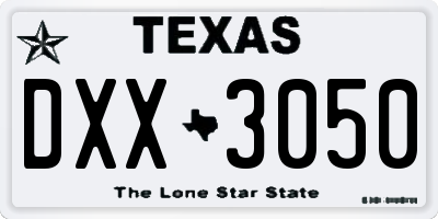 TX license plate DXX3050