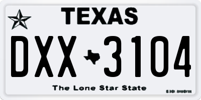 TX license plate DXX3104