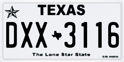 TX license plate DXX3116