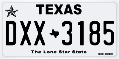 TX license plate DXX3185
