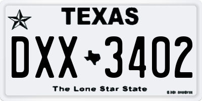 TX license plate DXX3402