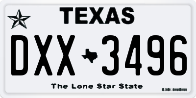 TX license plate DXX3496
