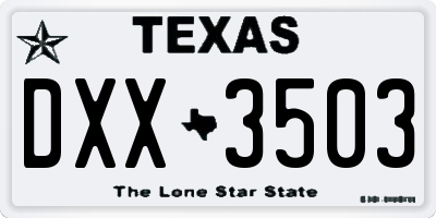 TX license plate DXX3503