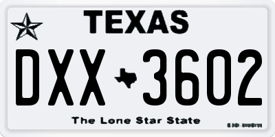 TX license plate DXX3602