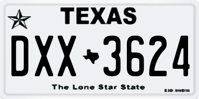 TX license plate DXX3624