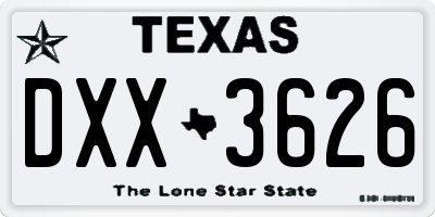 TX license plate DXX3626