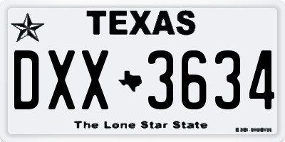 TX license plate DXX3634