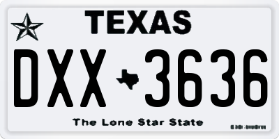TX license plate DXX3636