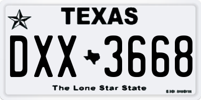 TX license plate DXX3668