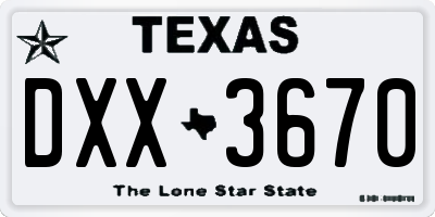 TX license plate DXX3670