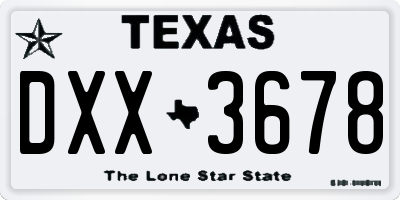 TX license plate DXX3678
