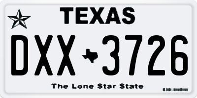 TX license plate DXX3726