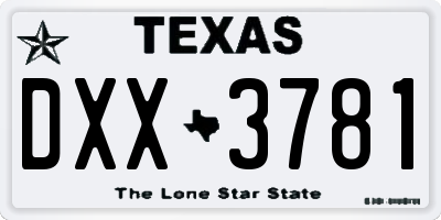 TX license plate DXX3781