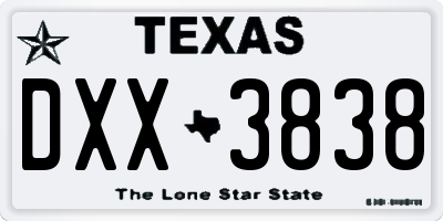 TX license plate DXX3838