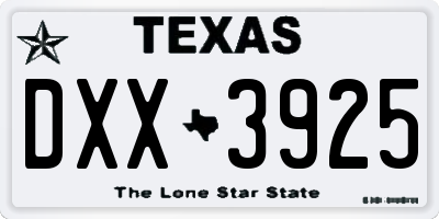 TX license plate DXX3925
