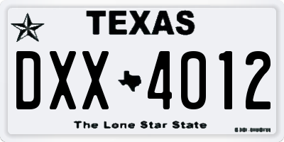 TX license plate DXX4012