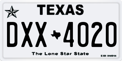 TX license plate DXX4020