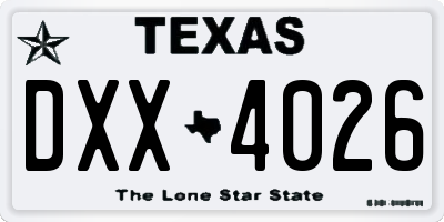 TX license plate DXX4026