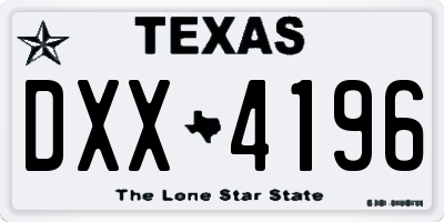 TX license plate DXX4196