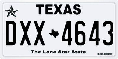 TX license plate DXX4643