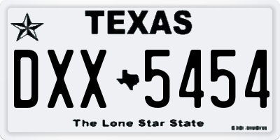 TX license plate DXX5454