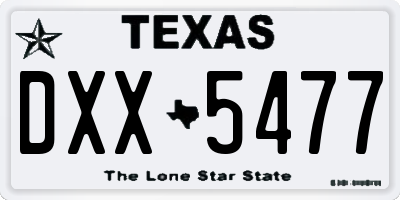 TX license plate DXX5477