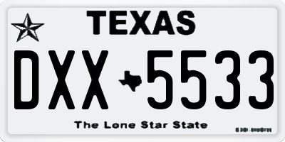 TX license plate DXX5533