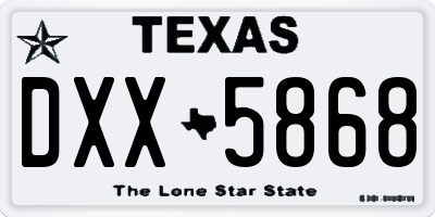 TX license plate DXX5868