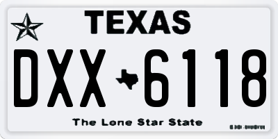 TX license plate DXX6118